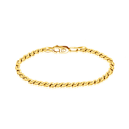 Браслет автомат из желтого золота, плетение панцирное