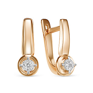 Серьги из красного золота с бриллиантом