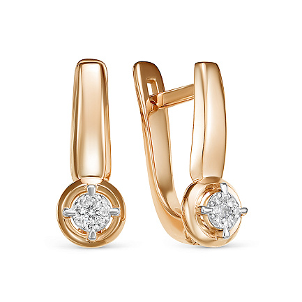 Серьги из красного золота с бриллиантами