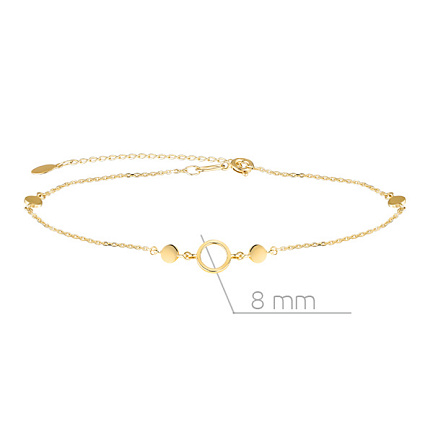 Браслет на ногу декоративный из желтого золота, плетение якорное