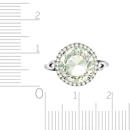 Кольцо из белого золота с бриллиантами, топазом