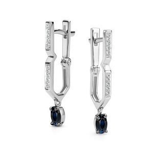 Серьги с английским замком из белого золота с бриллиантом