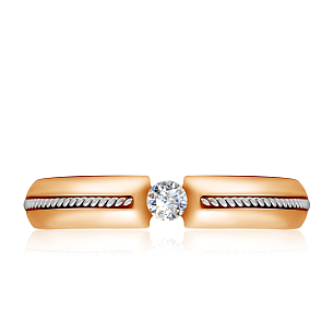 Кольцо из комбинированного золота с бриллиантом