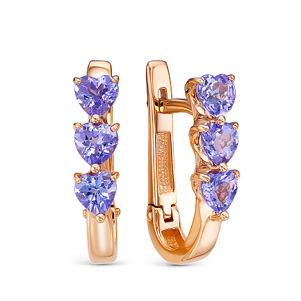 Серьги из красного золота с танзанитами