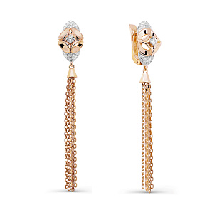 Серьги с английским замком из красного золота с бриллиантами