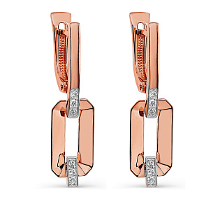 Серьги с английским замком из красного золота с бриллиантами