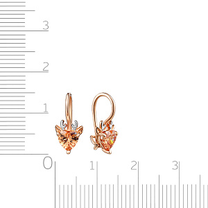 Серьги детские из красного золота с фианитом