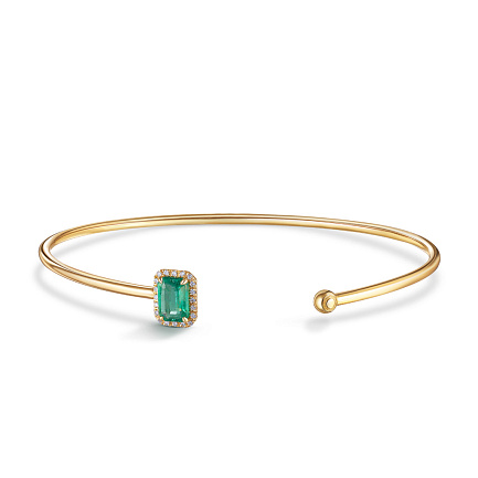 Браслет жесткий из желтого золота с бриллиантами