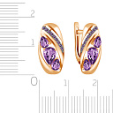 Серьги с английским замком из красного золота с аметистом