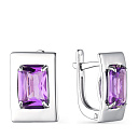 Серьги с английским замком из серебра с аметистами