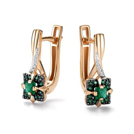 Серьги с английским замком из красного золота с бриллиантами