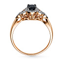 Кольцо из красного золота с бриллиантами, сапфиром