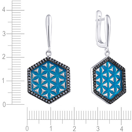 Серьги с английским замком из серебра с эмалью