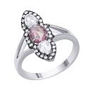 Кольцо из белого золота с бриллиантами, сапфиром