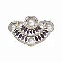 Брошь из желтого золота с аметистами, бриллиантами