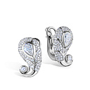 Серьги с английским замком из белого золота с бриллиантом