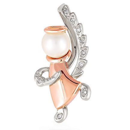 Подвеска из красного золота с бриллиантами, жемчугом