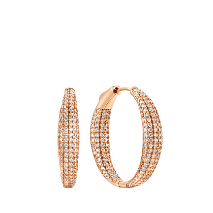 Серьги из серебра с позолотой, фианитом