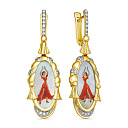 Серьги с английским замком из желтого золота с бриллиантами