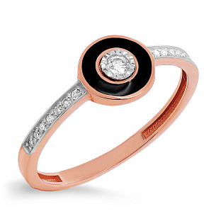 Кольцо из красного золота с бриллиантами