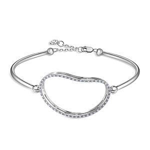 Браслет декоративный из белого золота с бриллиантами, плетение якорное