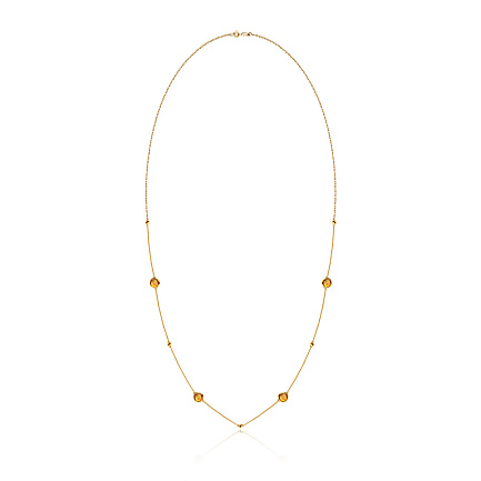 Колье из желтого золота с цитрином, плетение якорное