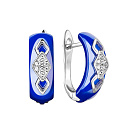 Серьги из серебра с керамикой, фианитами