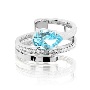 Кольцо из серебра с фианитами