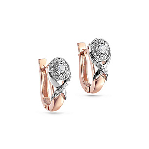 Серьги с английским замком из красного золота с бриллиантами