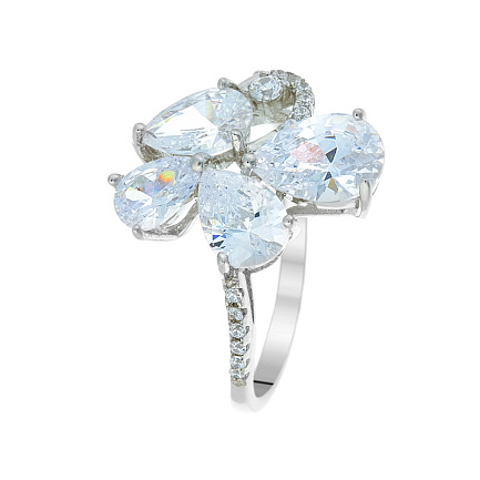 Кольцо из серебра с фианитами