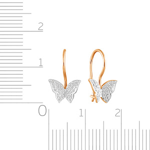 Серьги детские из красного золота с фианитом