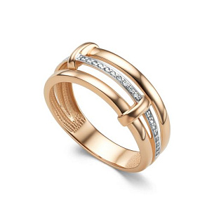 Кольцо из красного золота с бриллиантом