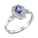 Кольцо из белого золота с бриллиантами, танзанитом