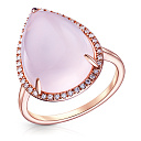 Кольцо из красного золота с бриллиантами, кварцем