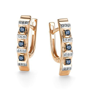 Серьги с английским замком из красного золота с бриллиантами