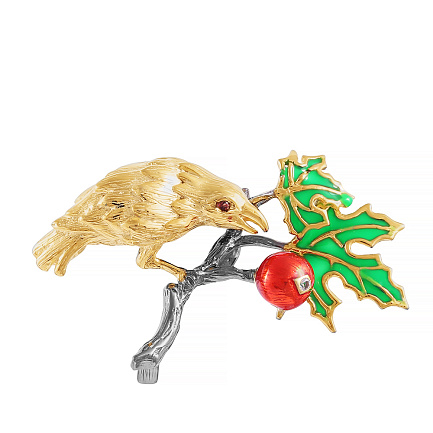 Брошь из серебра с гранатом, топазом