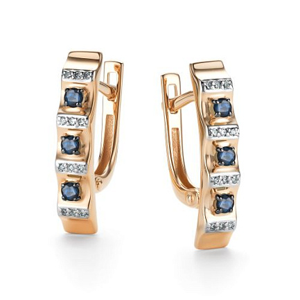 Серьги с английским замком из красного золота с бриллиантами