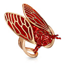 Кольцо из красного золота с сапфиром, эмалью