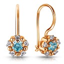 Серьги детские из красного золота с фианитом