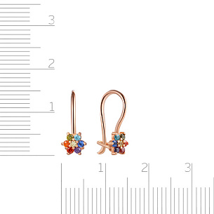 Серьги детские из красного золота с фианитом