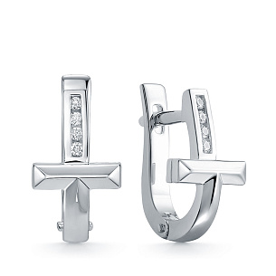 Серьги из белого золота с бриллиантом