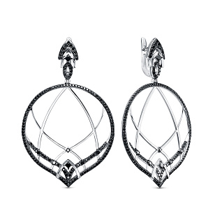 Серьги из белого золота с бриллиантом