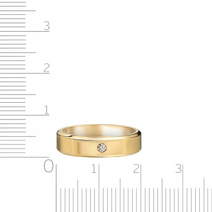 Кольцо обручальное из желтого золота с бриллиантом