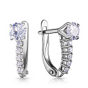 Серьги с английским замком из серебра с фианитом