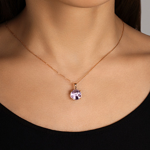 Подвеска из красного золота с аметистом, бриллиантом