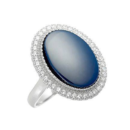 Кольцо из серебра с керамикой, фианитами