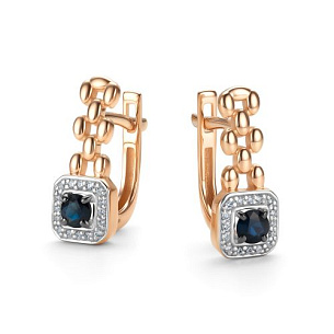 Серьги с английским замком из красного золота с бриллиантом