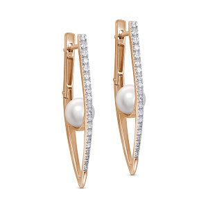 Серьги с английским замком из красного золота с бриллиантами