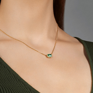 Колье из желтого золота с бриллиантом, плетение якорное