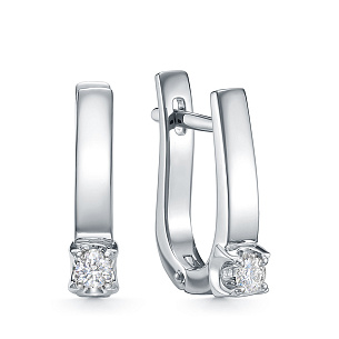 Серьги из белого золота с бриллиантом